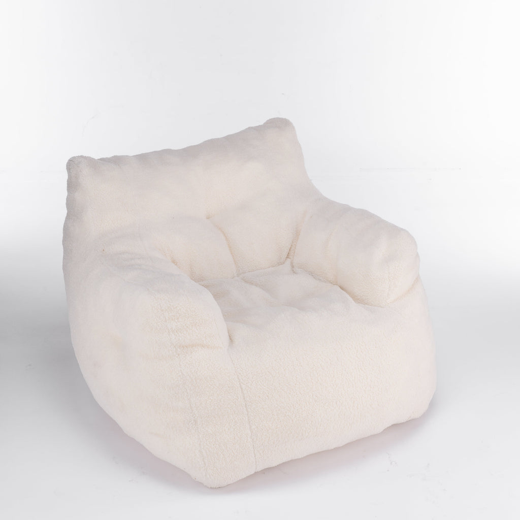 Teddy Fabric Tufted Foam Bean Bag Chair with Memory Sponge