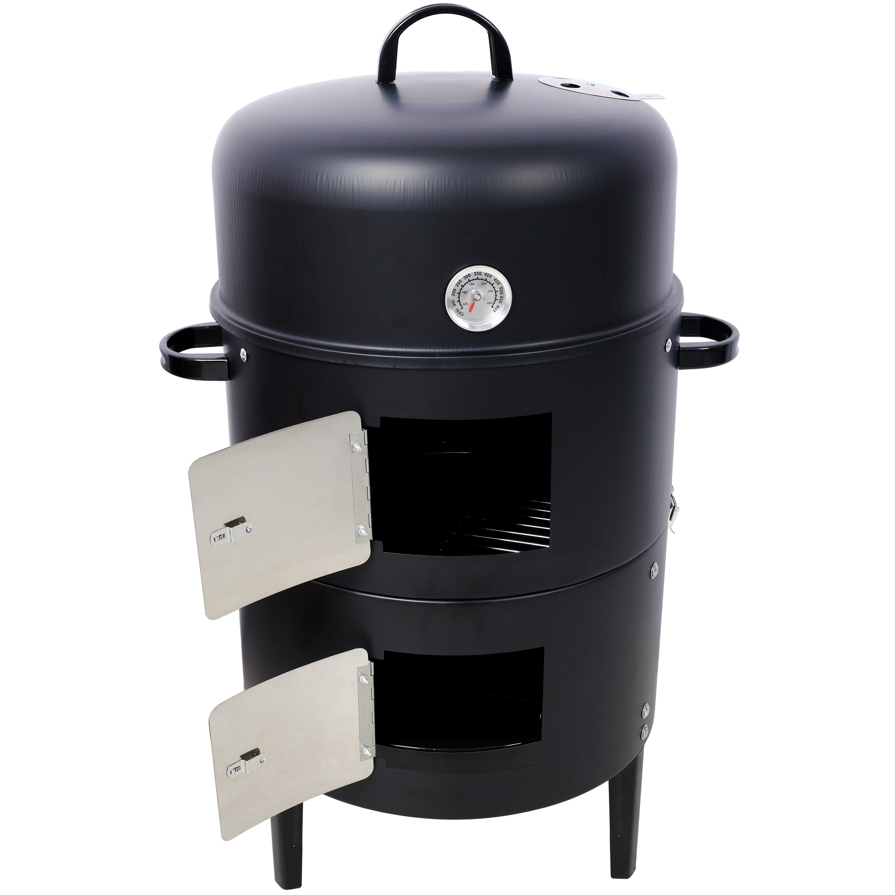 17 Inch Steel Charcoal Smoker Heavy Duty BBQ Grill Outdoor Cooking Black
