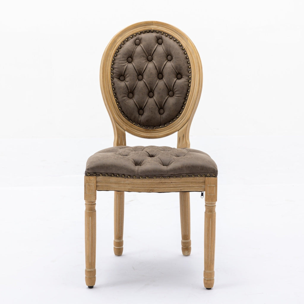 French Style Antique Painting PU Dining Chairs (Set of 2)