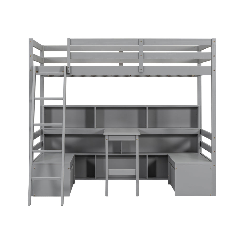 Twin Loft Bed with Storage Shelves