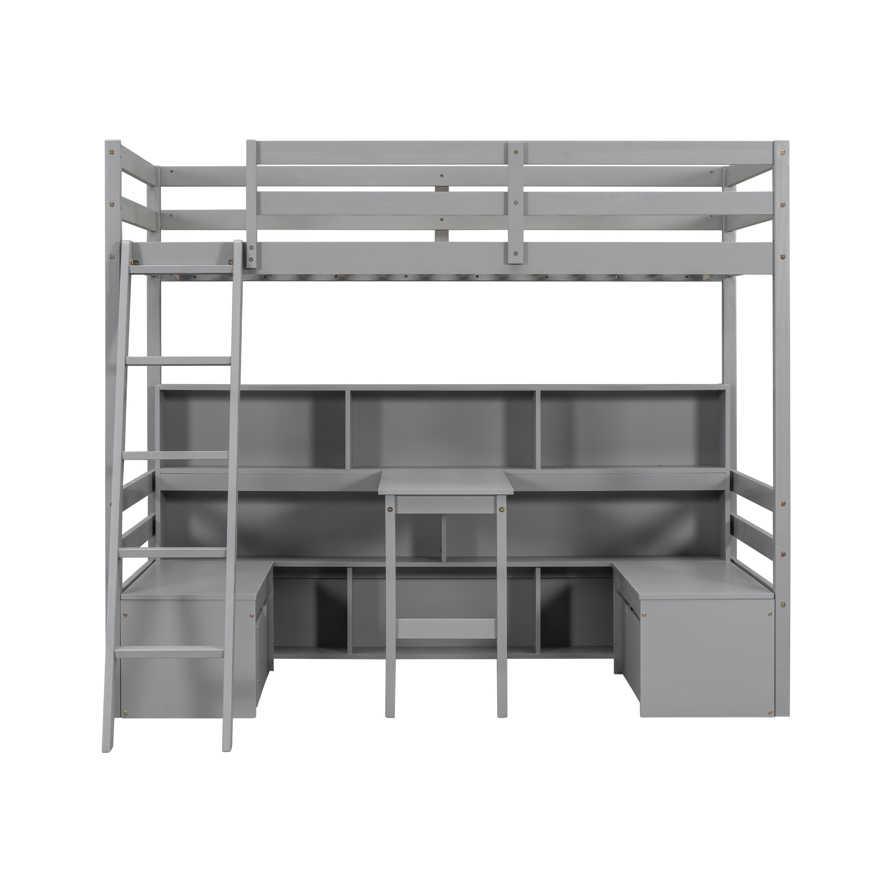 Twin Loft Bed with Storage Shelves