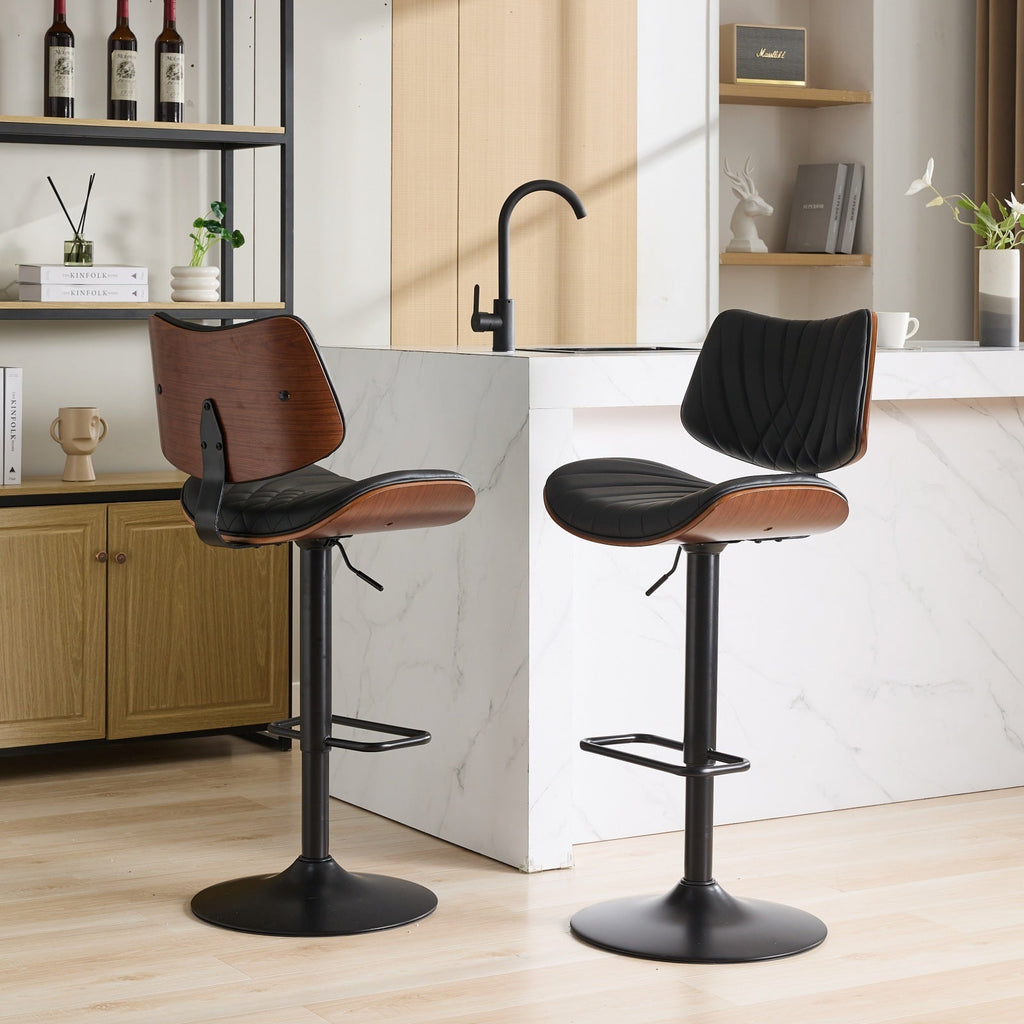 Mid Century Walnut Bentwood Bar Stools