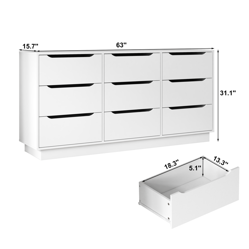 9 Drawer Dresser for Bedroom with Deep Drawers