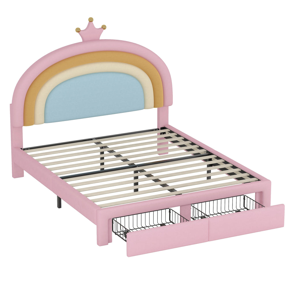 Twin/Full Size Rainbow Princess Platform Bed