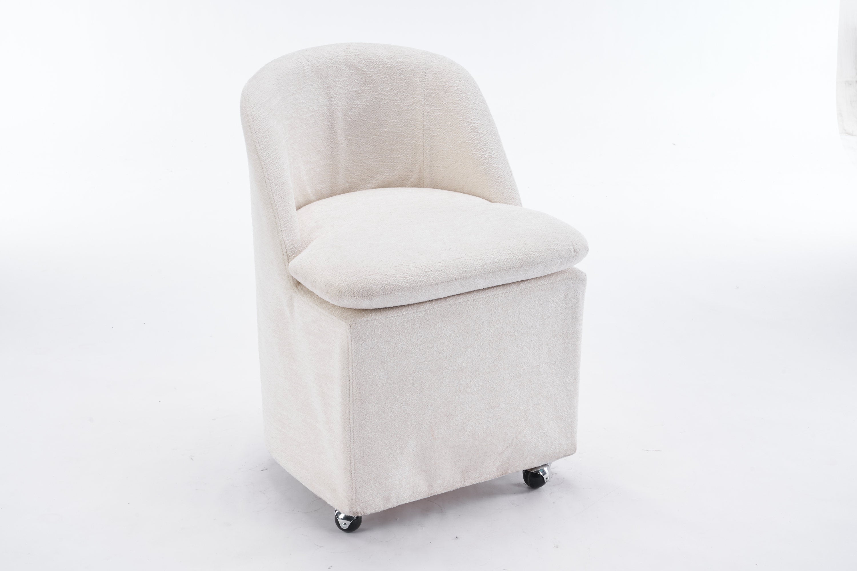 Chenille Fabric Dining Chairs with Universal Wheels