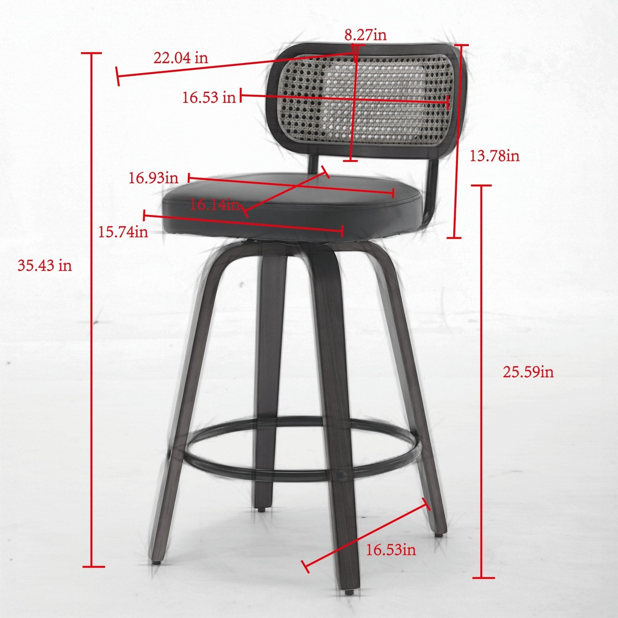 2Pcs Counter Height Bar Stools