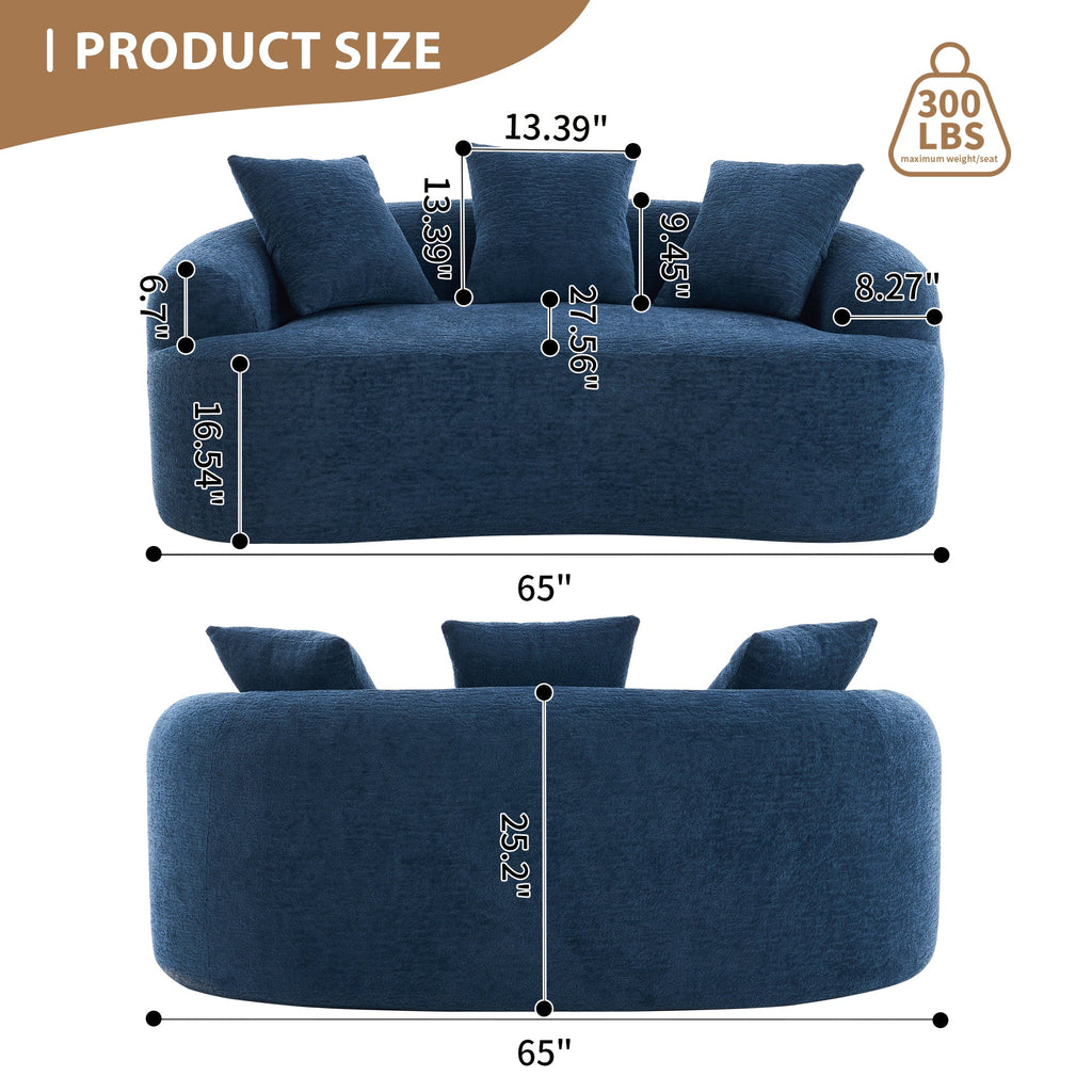 Loveseat Sofa with Wood Grain Chenille Fabric