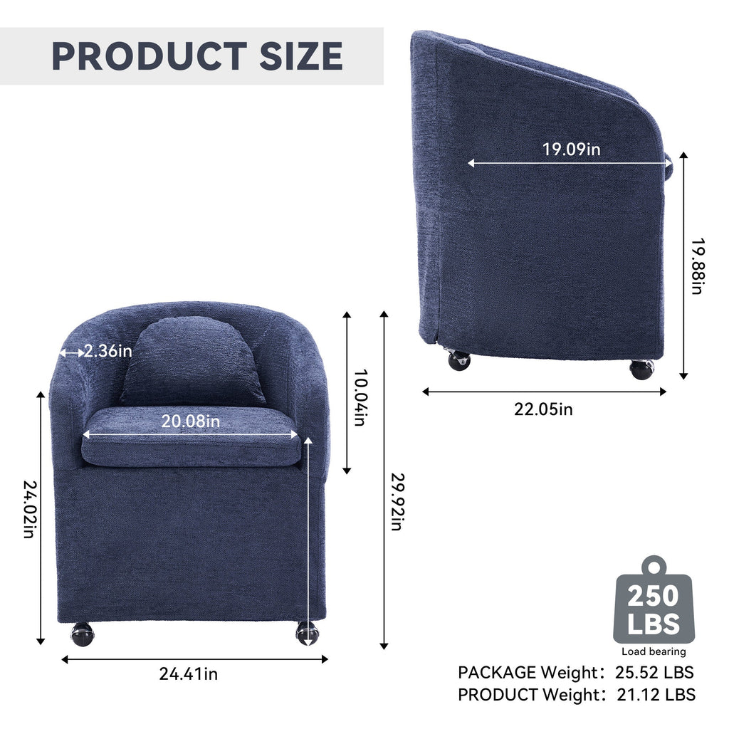Modern Chenille Fabric Dining Armchair with Back Cushion