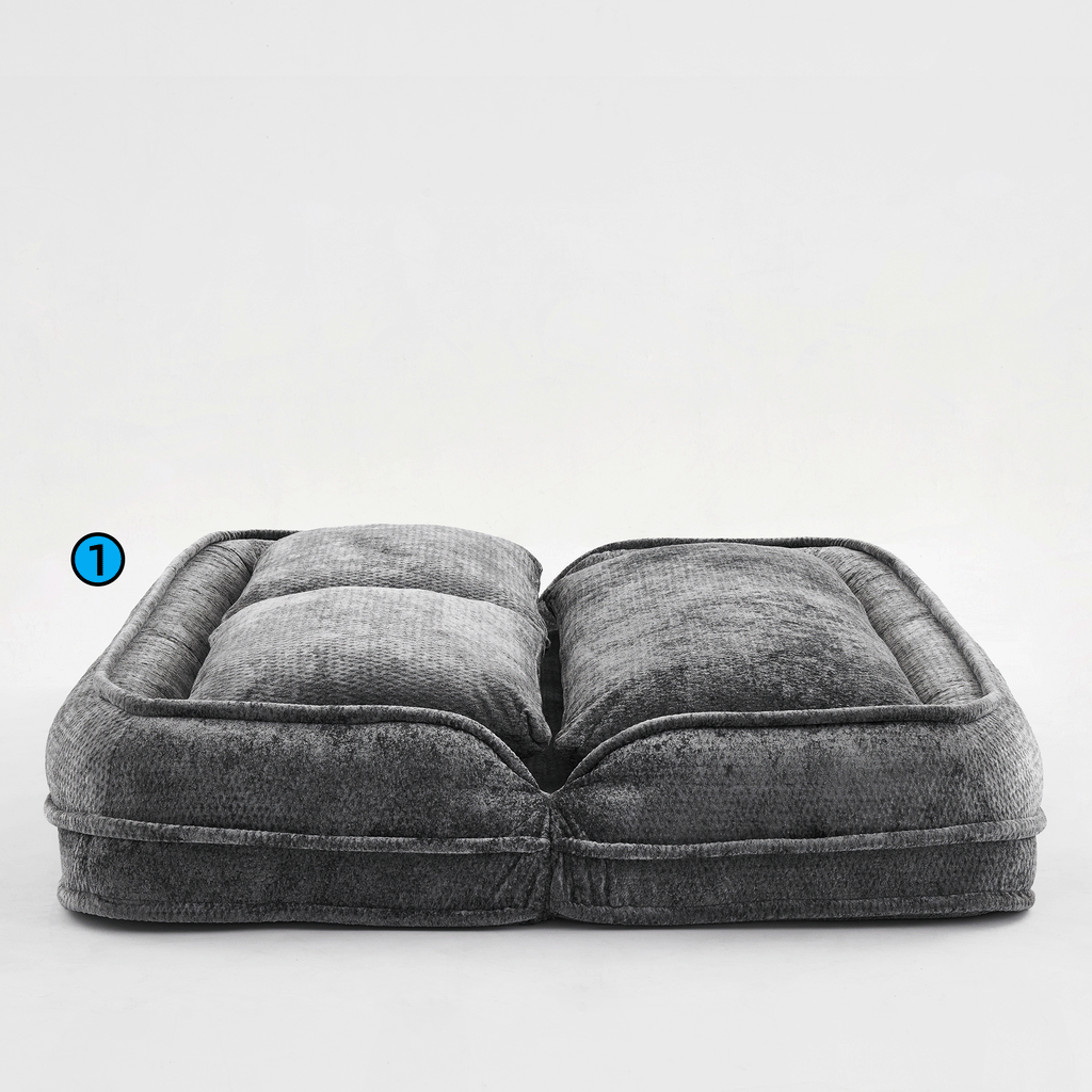 2-in-1 Extra Large Chenille Floor Couch Loveseat for Humans & Dogs