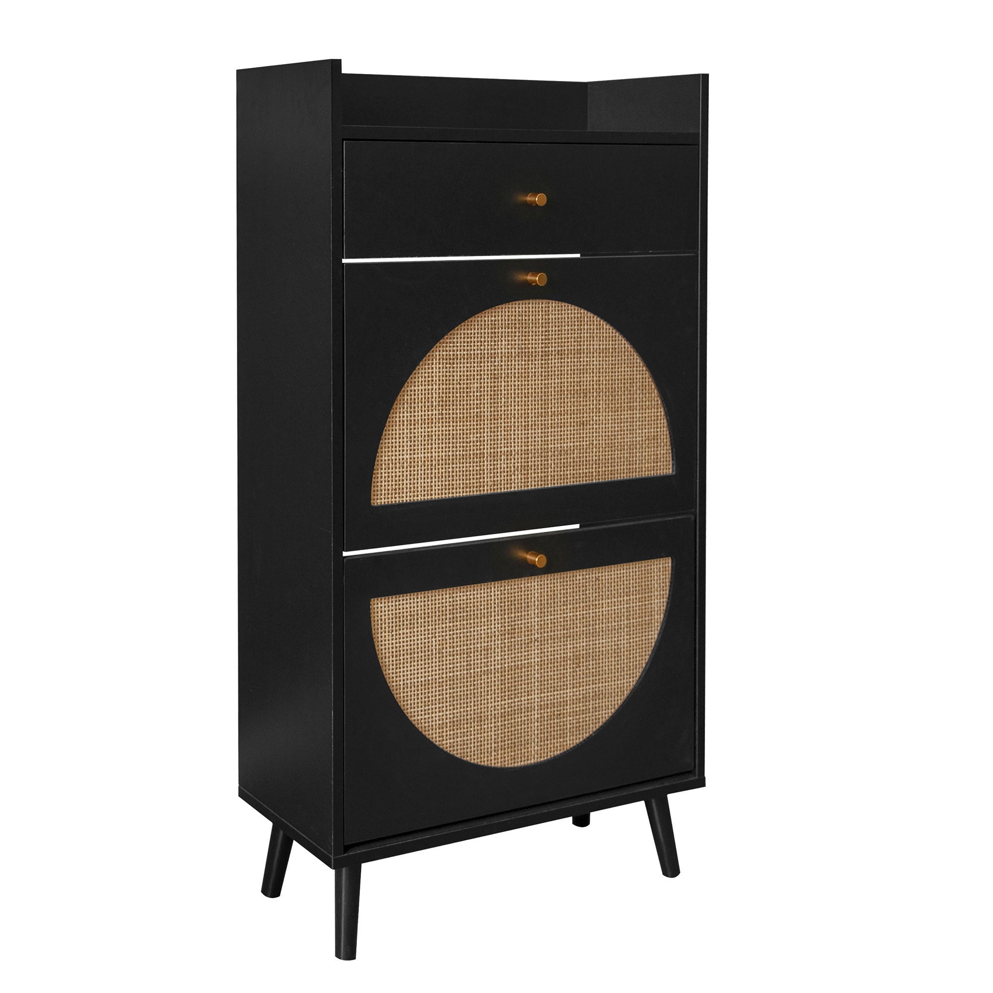 Rattan Drawer Shoe Rack for Entrance