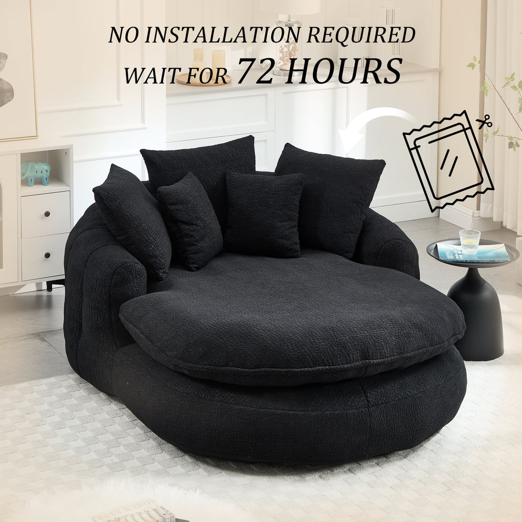 Oversized Oval Upholstered Bean Bag Sofa