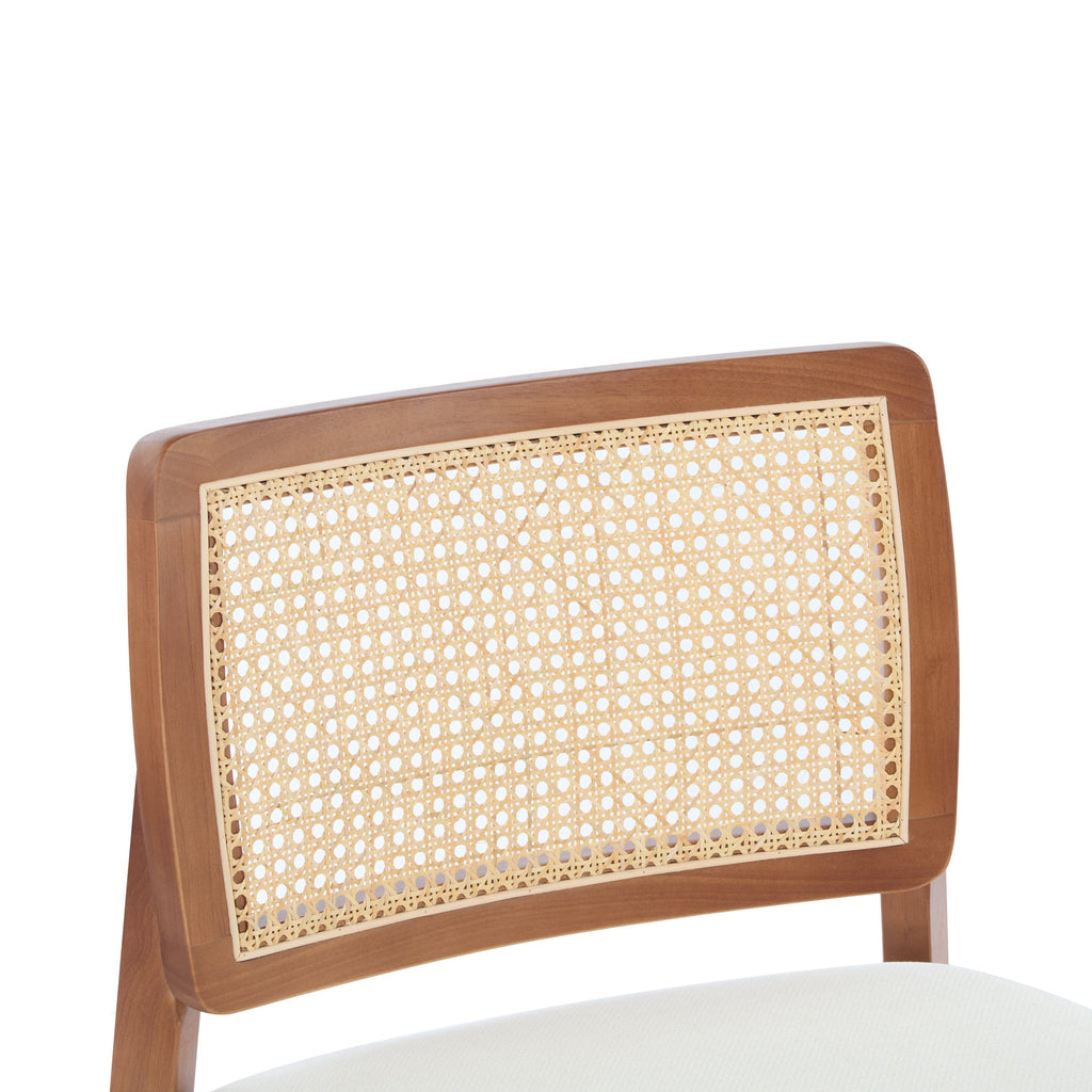 Modern Beige Lounge Chair with Woven Backrest (Set of 2)