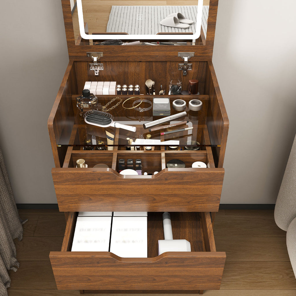 18.9'L 3-in-1 Vanity Desk with Lighted Mirror & Stool