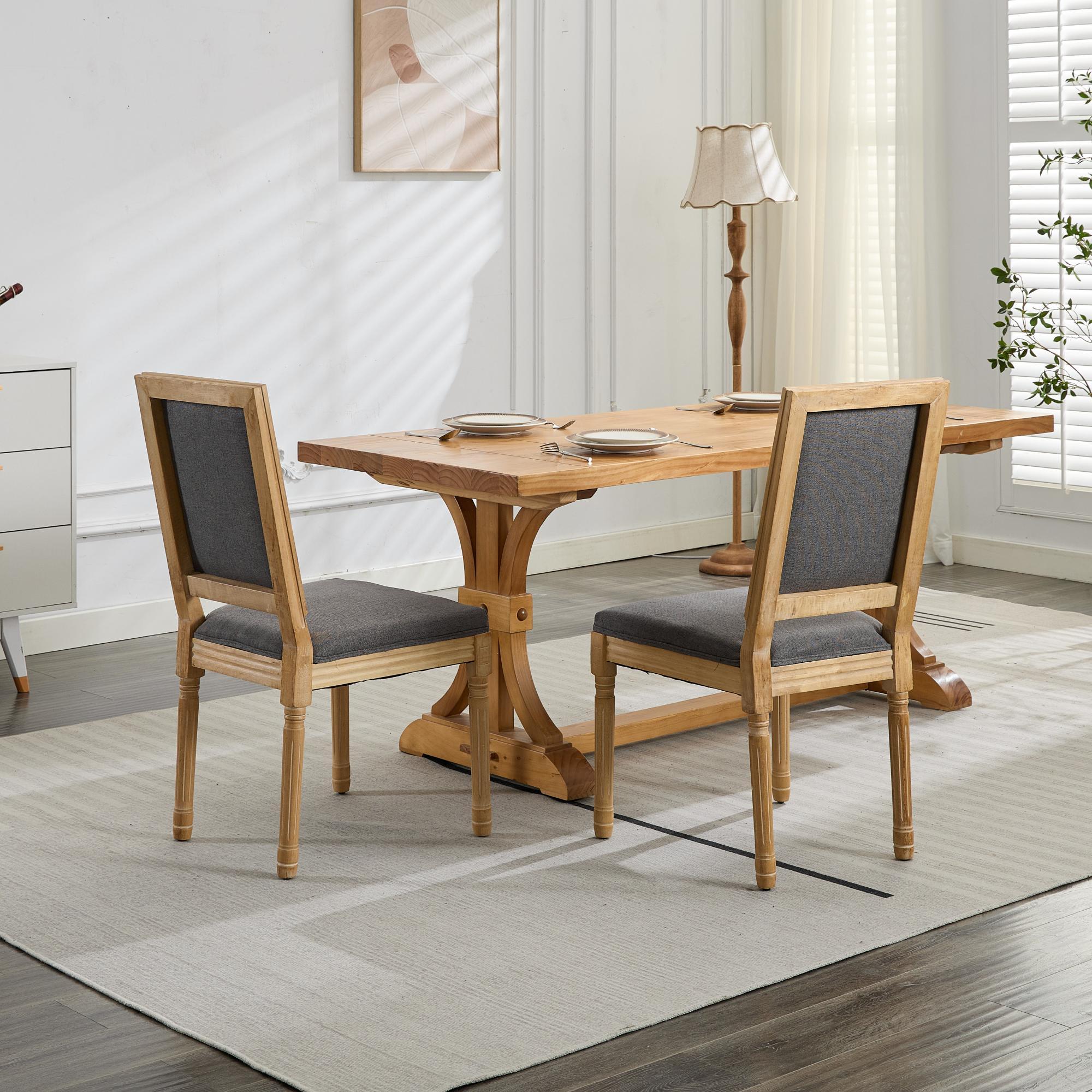 French Louis Dining Chairs with Square Backrest (Set of 2)