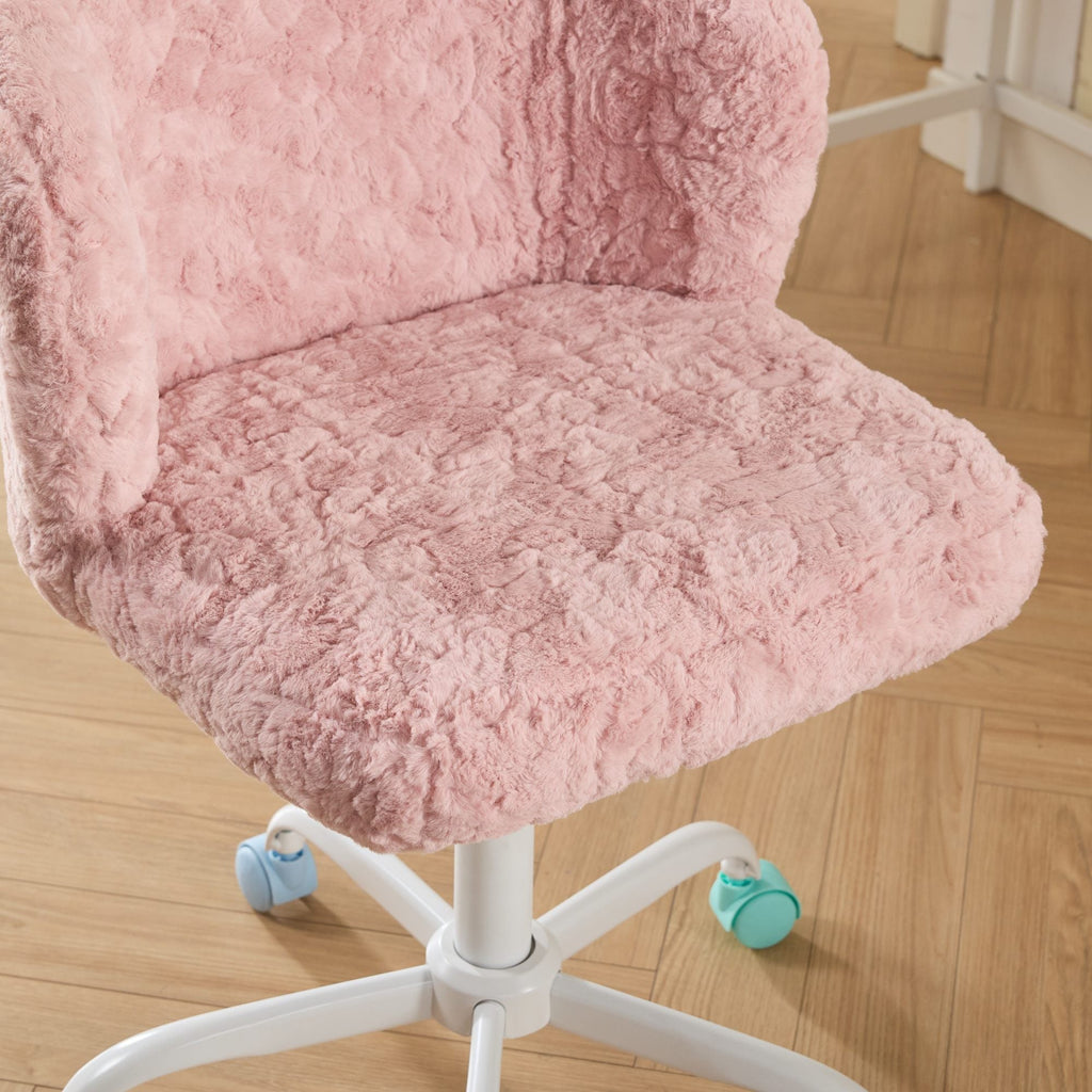 Artificial Rabbit Hair Adjustable Office Chair with Metal Base