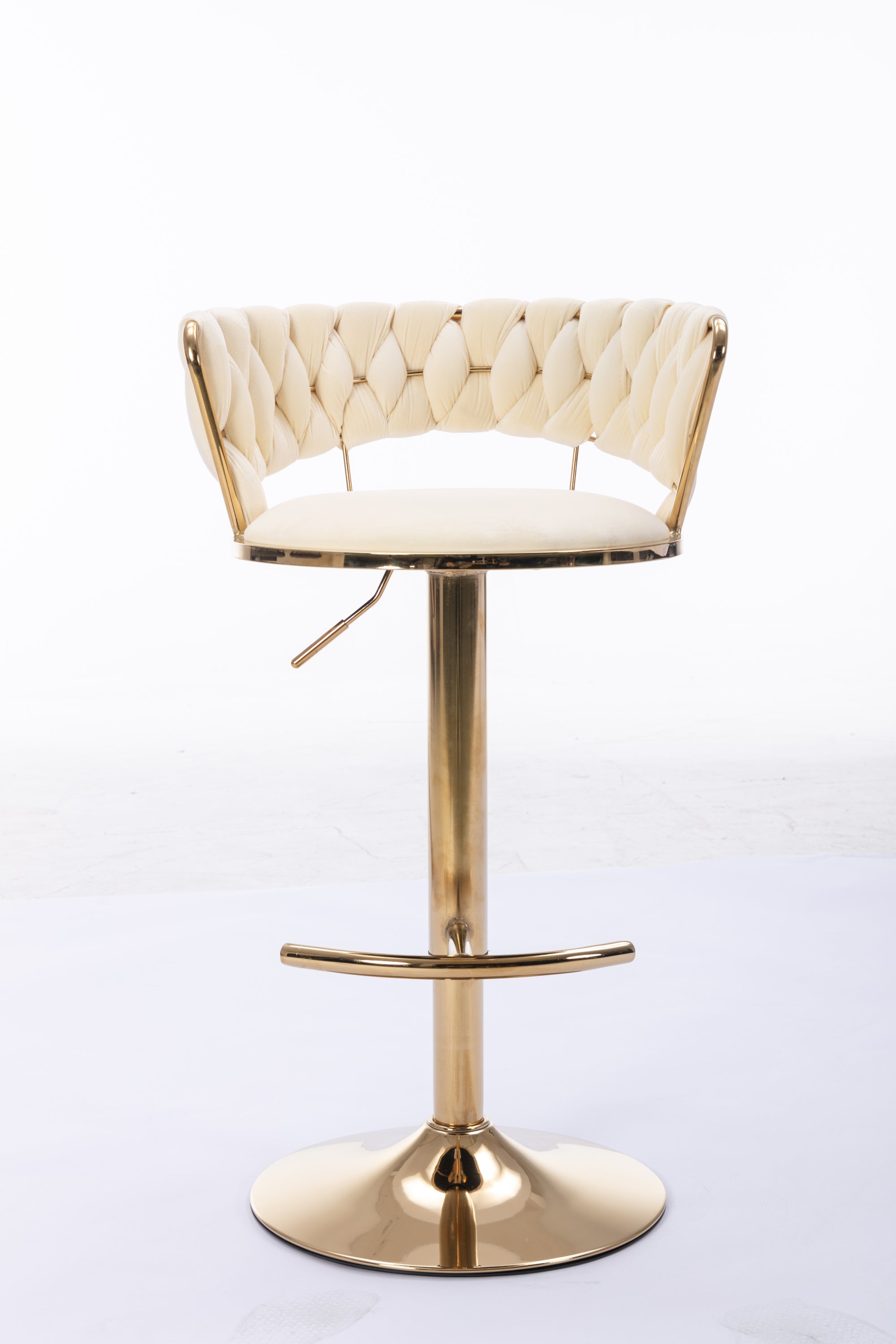 Swivel Height Adjustable Velvet Bar Stools with Golden Leg (Set of 2 )