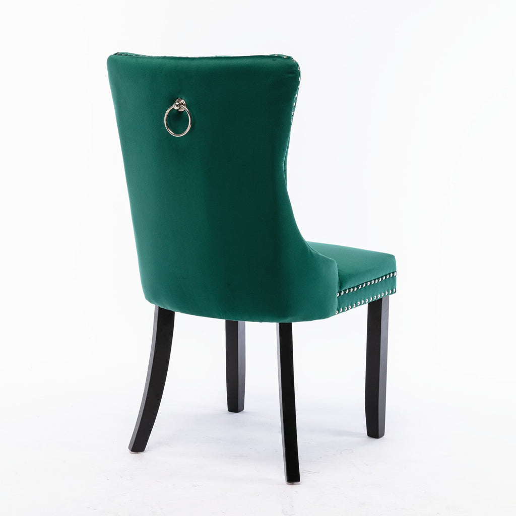 Modern High-end Tufted Solid Wood Velvet Dining Chair(Set of 2)