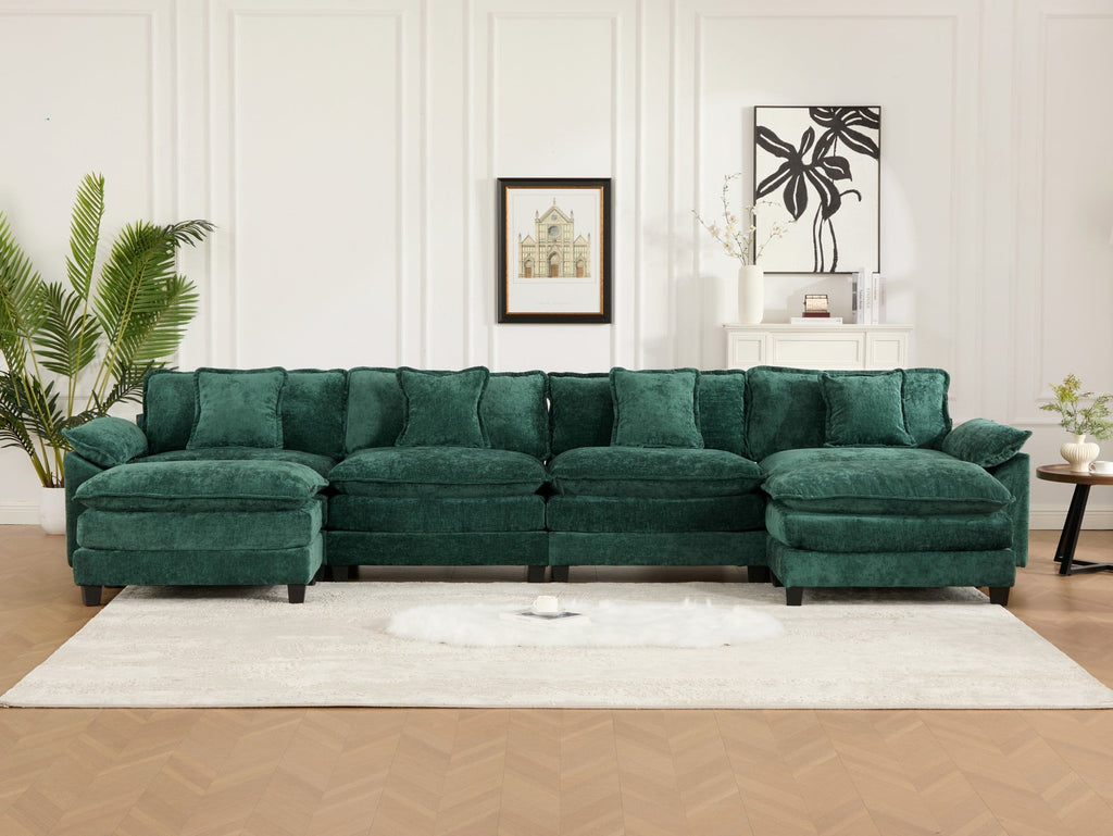 Modern Comfy Upholstered Seat Cushion Sectional Couch (Ottoman is Not Included)