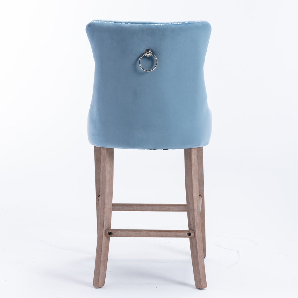 Contemporary Velvet Upholstered Barstools with Button Tufted Decoration (Set of 2)