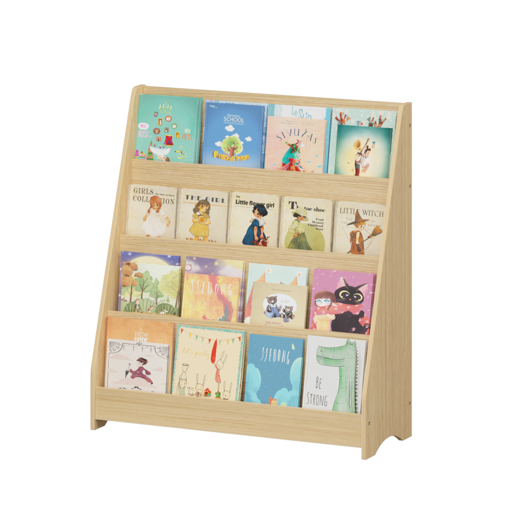 4-Tier MDF Toddler Book Display Shelves Kids Bookshelf