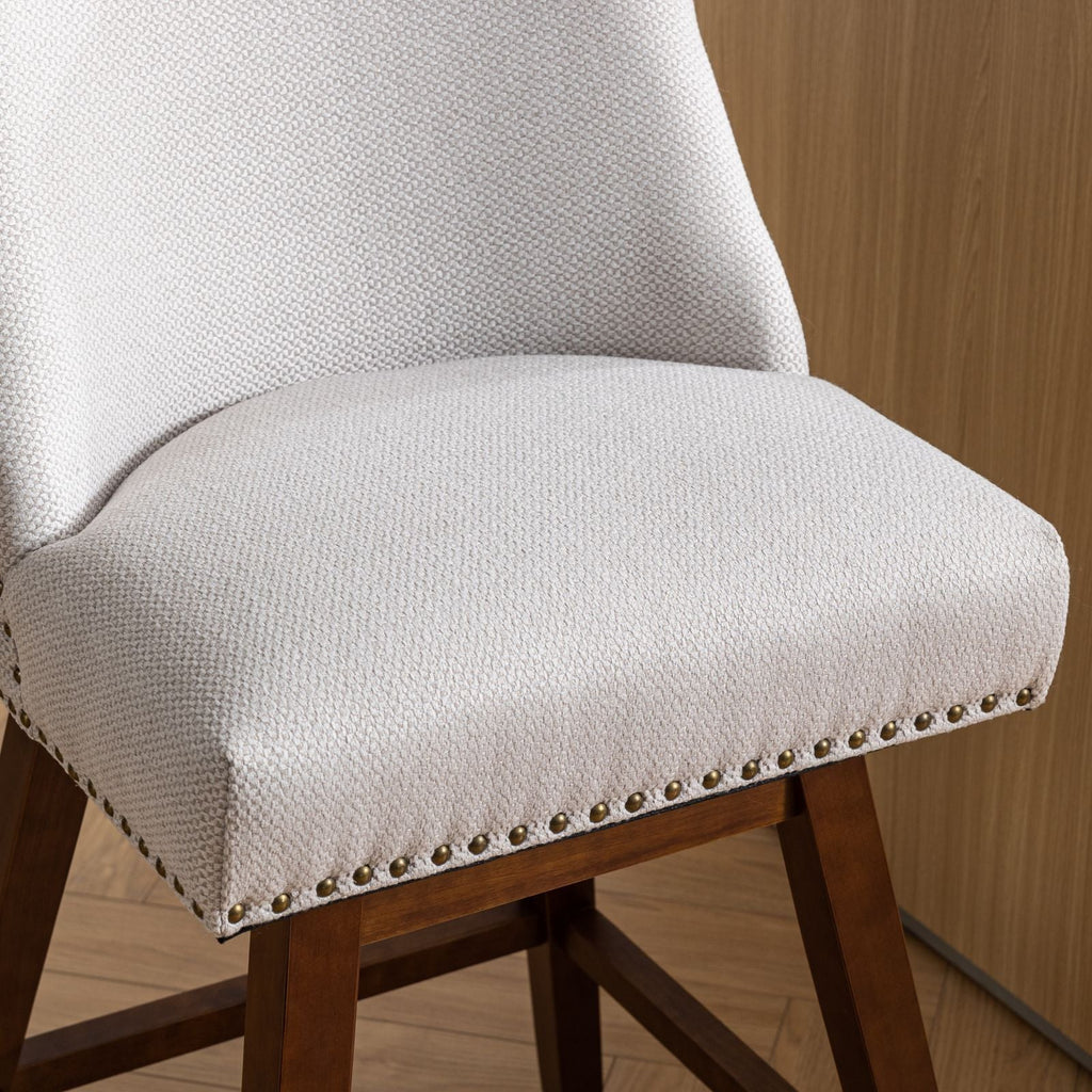 Upholstered Swivel Counter Height Bar Stools with Nailhead Trim (Set of 2)