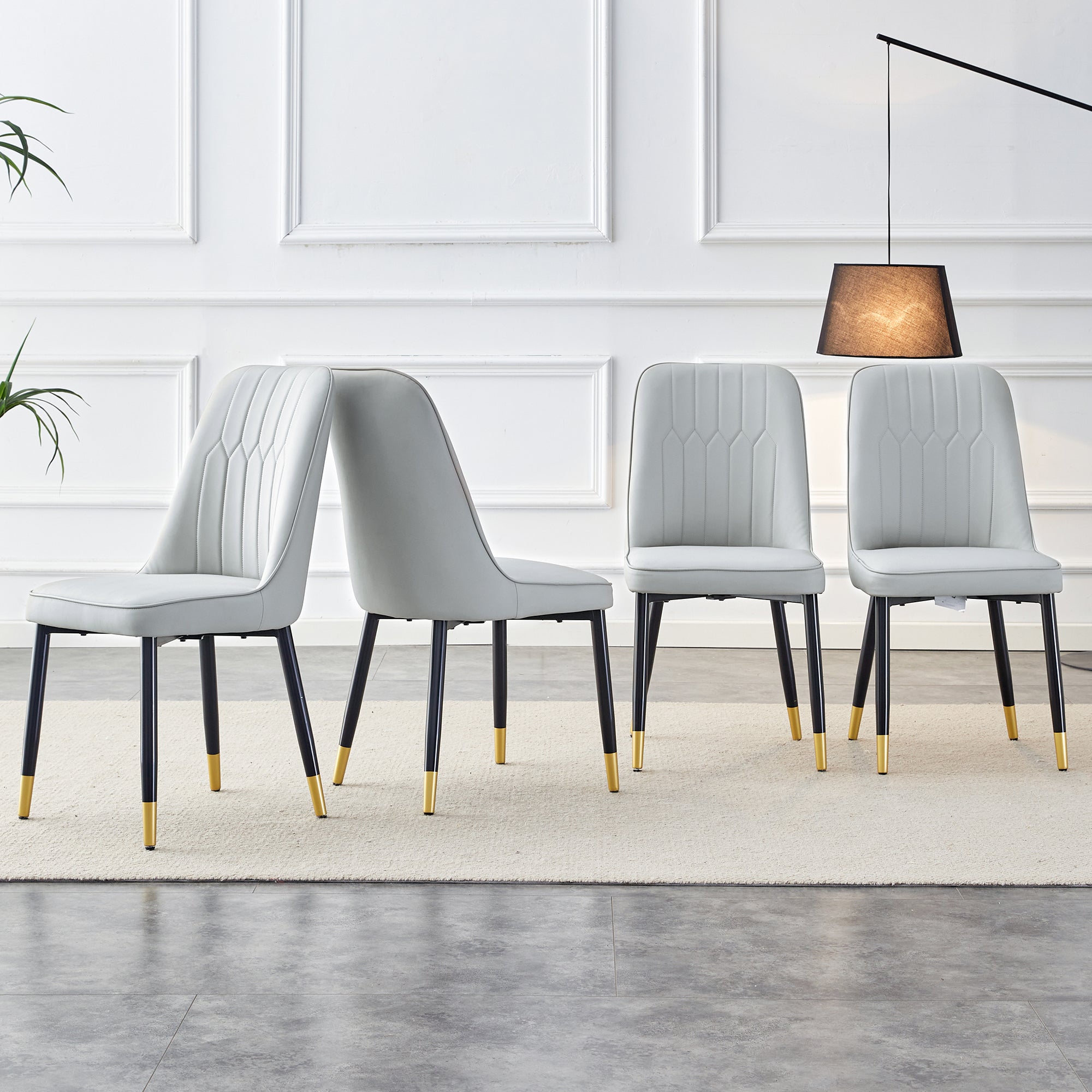 Modern PU Artificial Leather Dining Chairs (Set of 4)