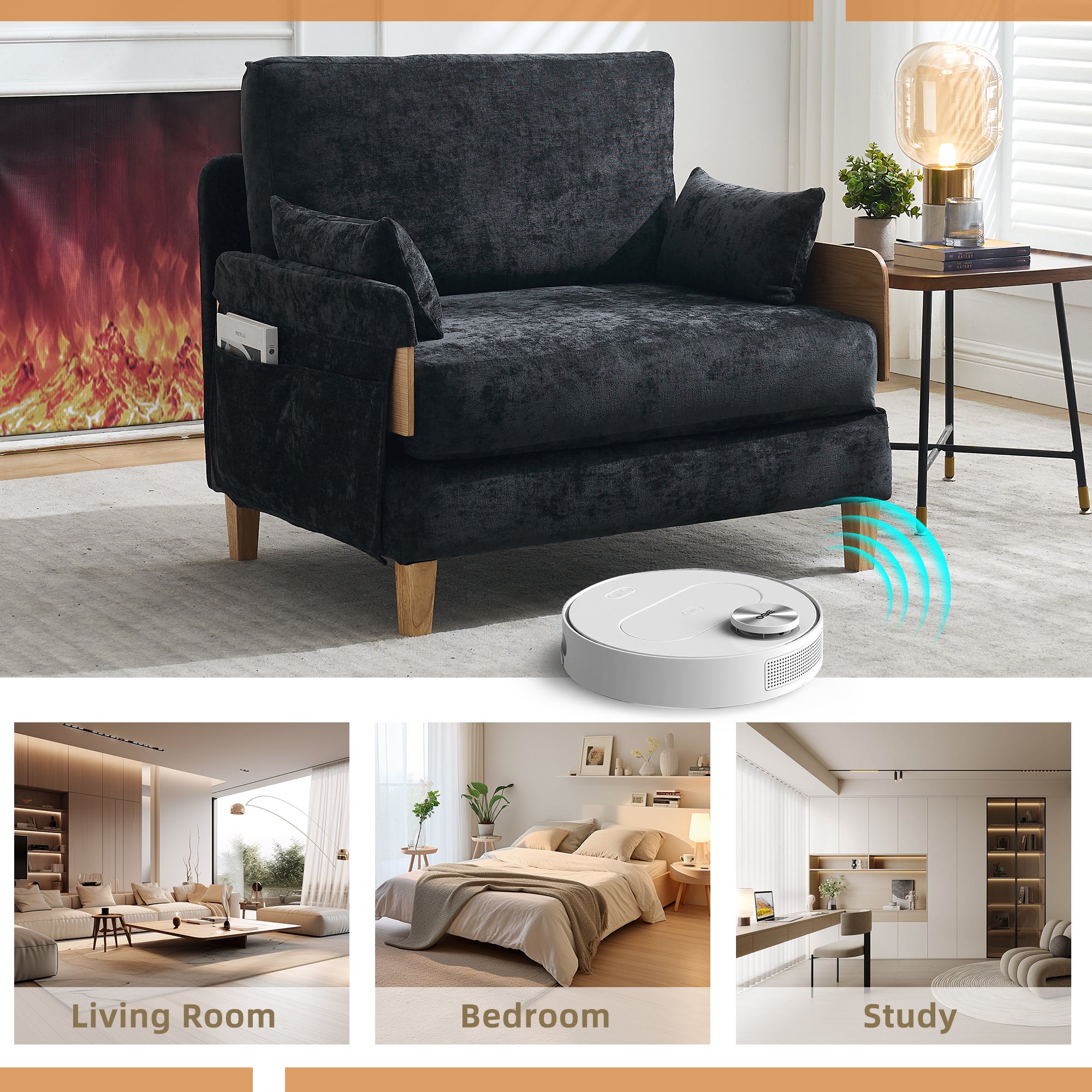 Mid-Century Modern Foldable Sofa Bed Recliner