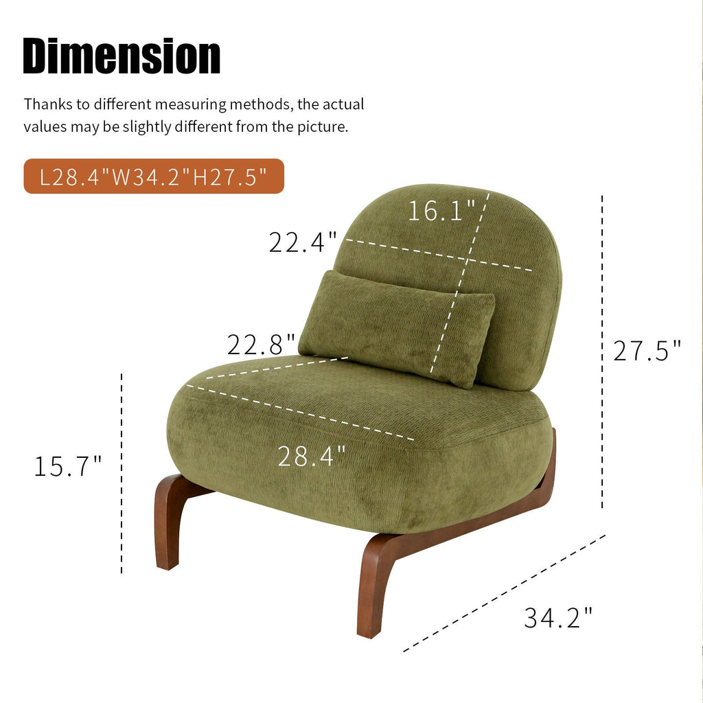 Velvet Accent Chair with Solid Wood Legs