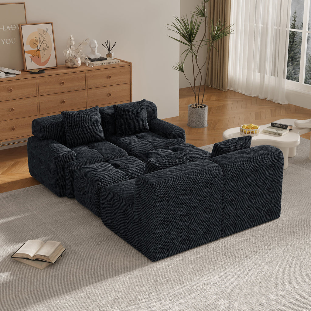 Oversized Boneless Convertible Cloud Couch with Movable Ottoman