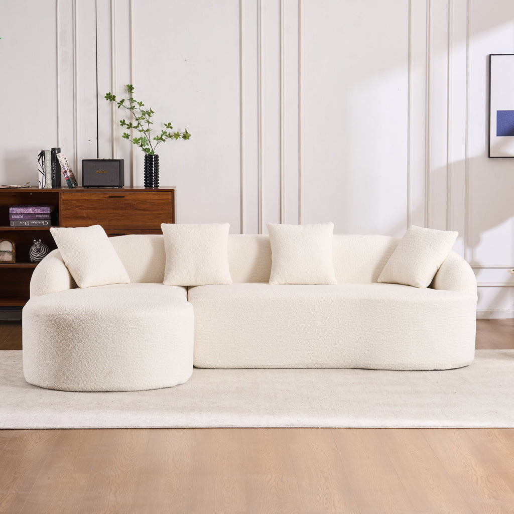 Boneless L-Shape Sectional Sofa with Curved Chaise