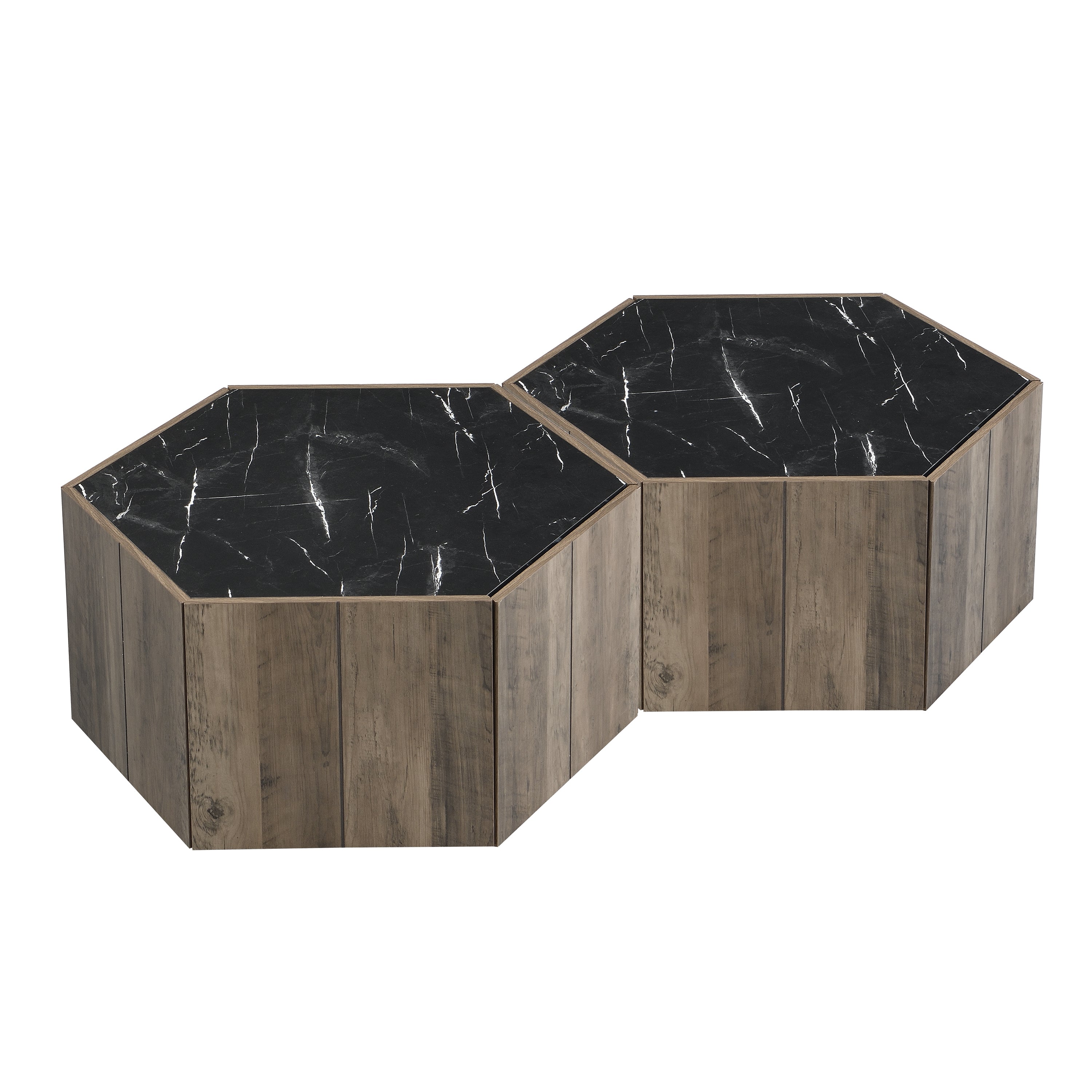 Hexagonal Rustic Retro Wood Coffee Table