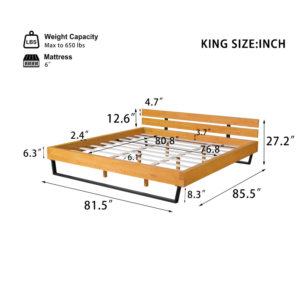 Natural Pine Wood Queen/King Size Bed Frame