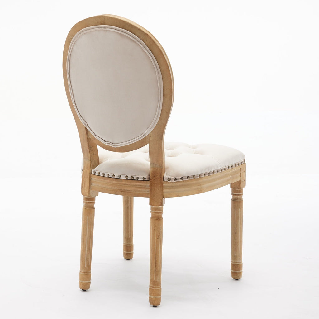 French Style Solid Wood Frame Velvet Dining Chairs (Set of 2)