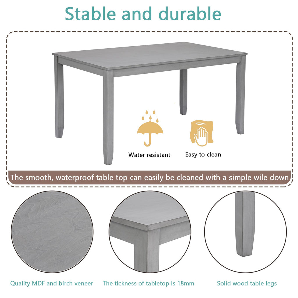 Rectangular Wooden Dining Table (Set for 6)