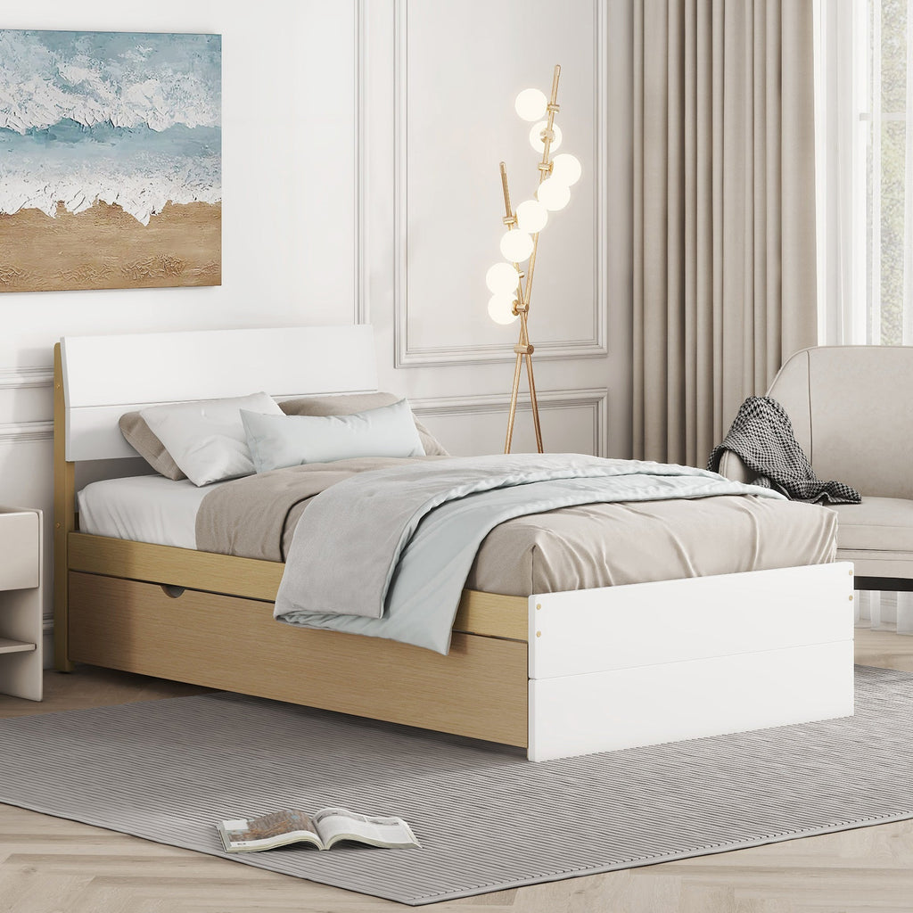 Modern Twin Bed Frame for White High Gloss Headboard and Footboard