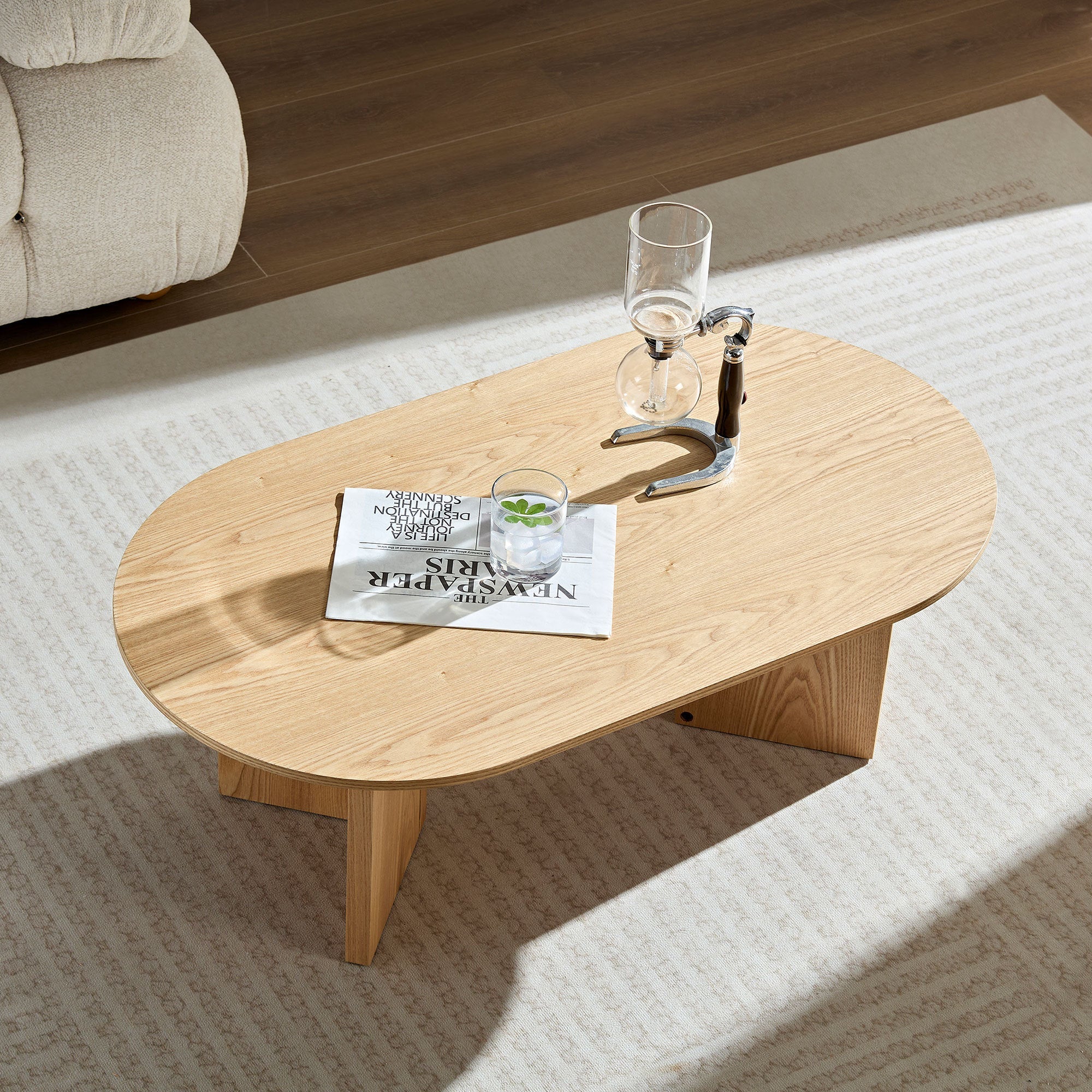 Length 39.37 Inch MDF Oval Coffee Table