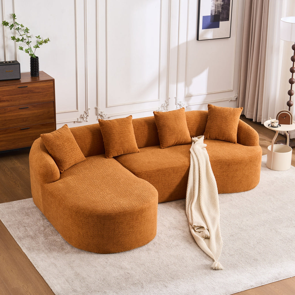 Boneless L-Shape Sectional Sofa with Curved Chaise