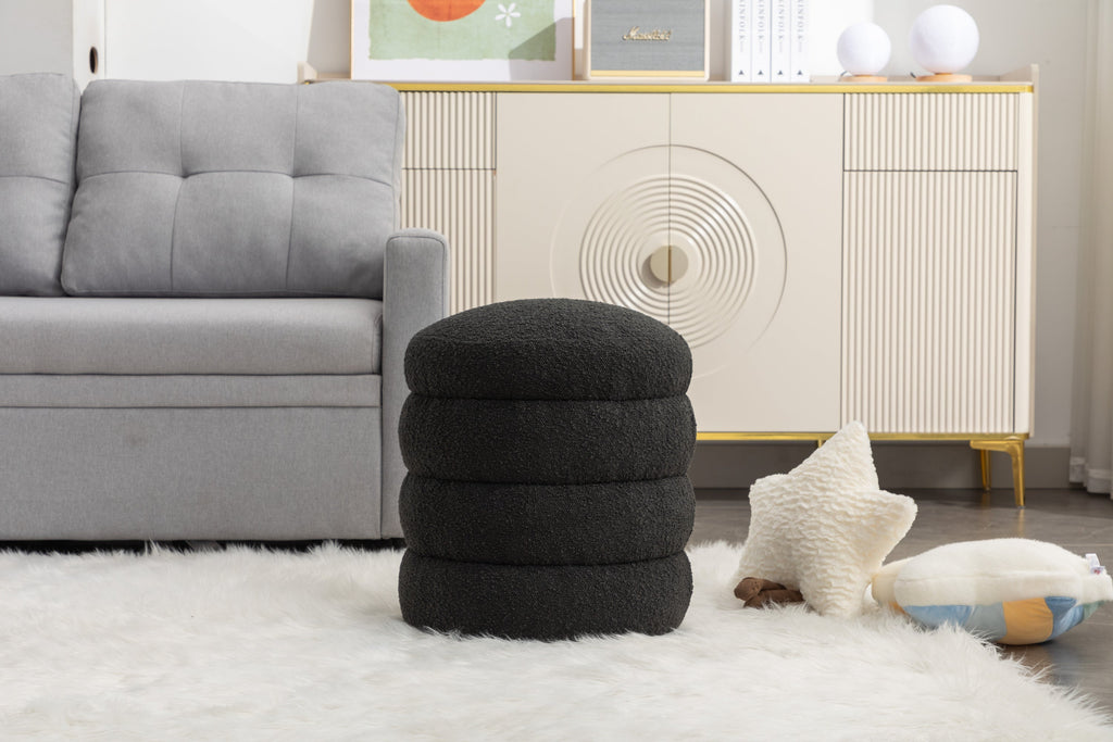 Boucle/Velvet Round Ottoman Footrest Stool