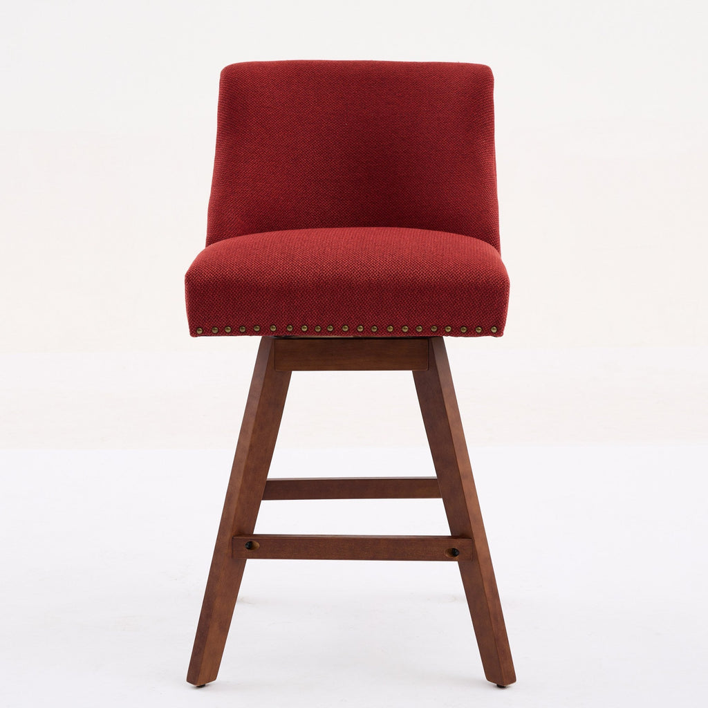 Upholstered Swivel Counter Height Bar Stools with Nailhead Trim (Set of 2)