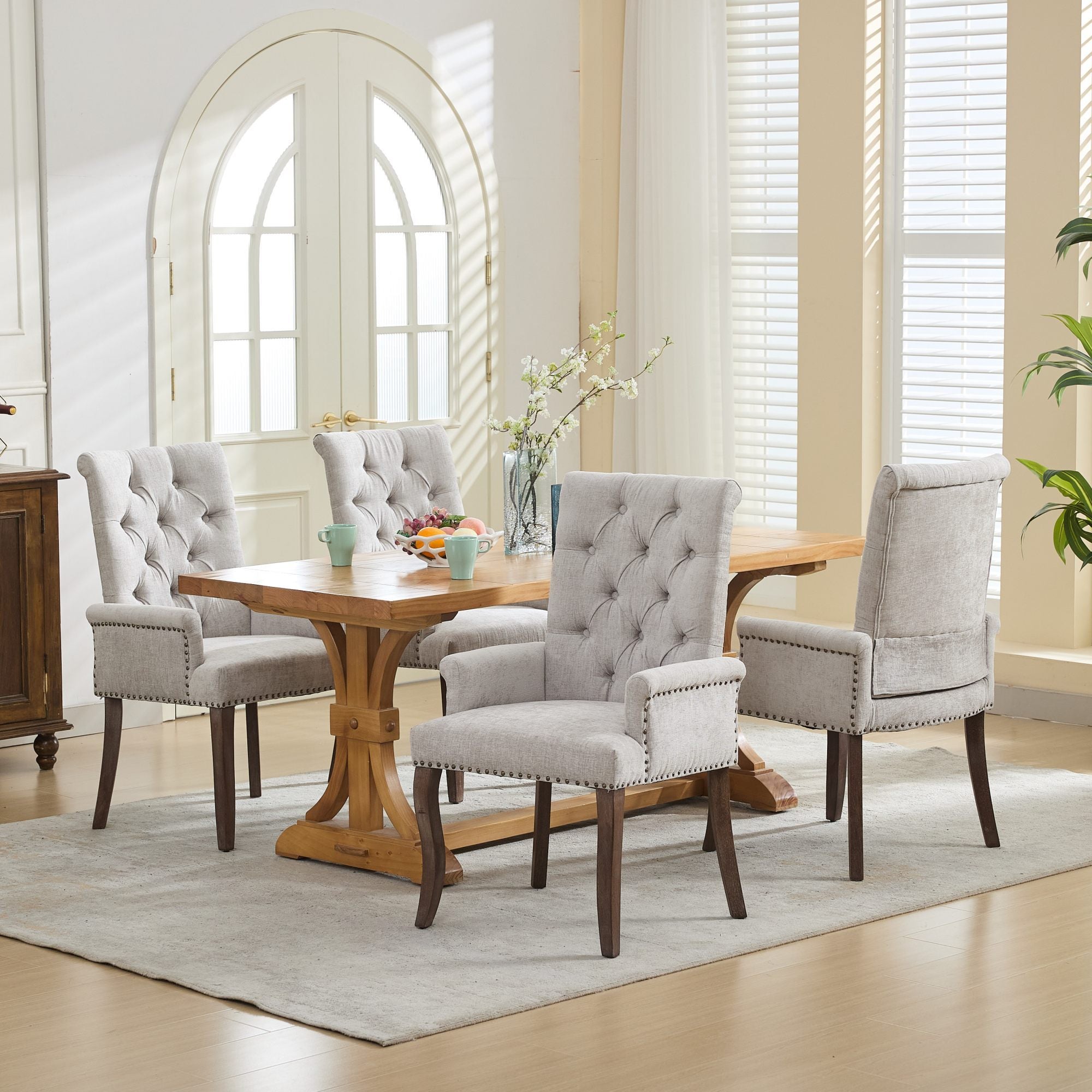 Elegant Upholstered Chenille Fabric Accent Dining Chair