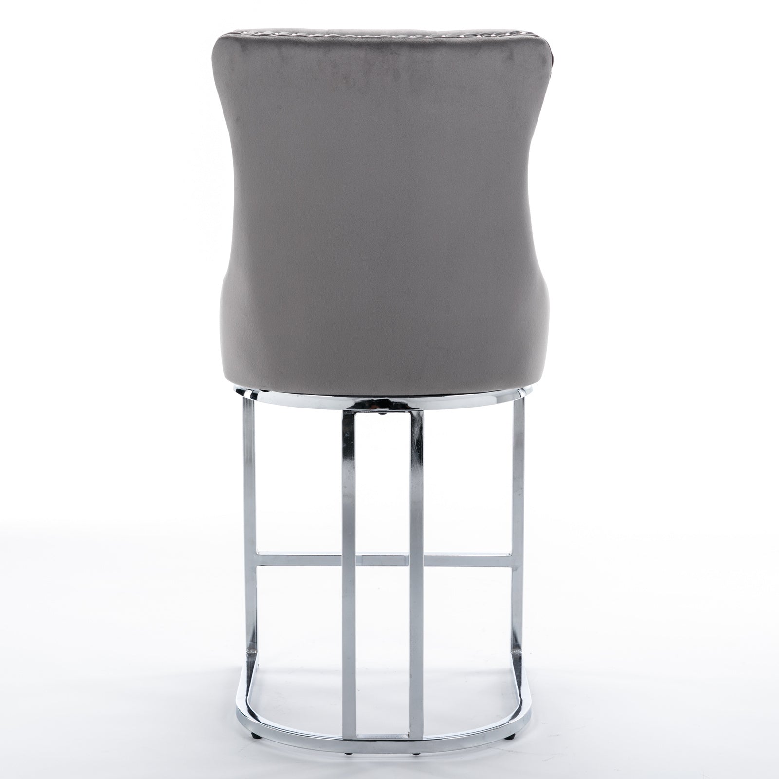 Luxury Elegant Nailhead Trim Tufted Velvet Bar Stools (Set of 2)