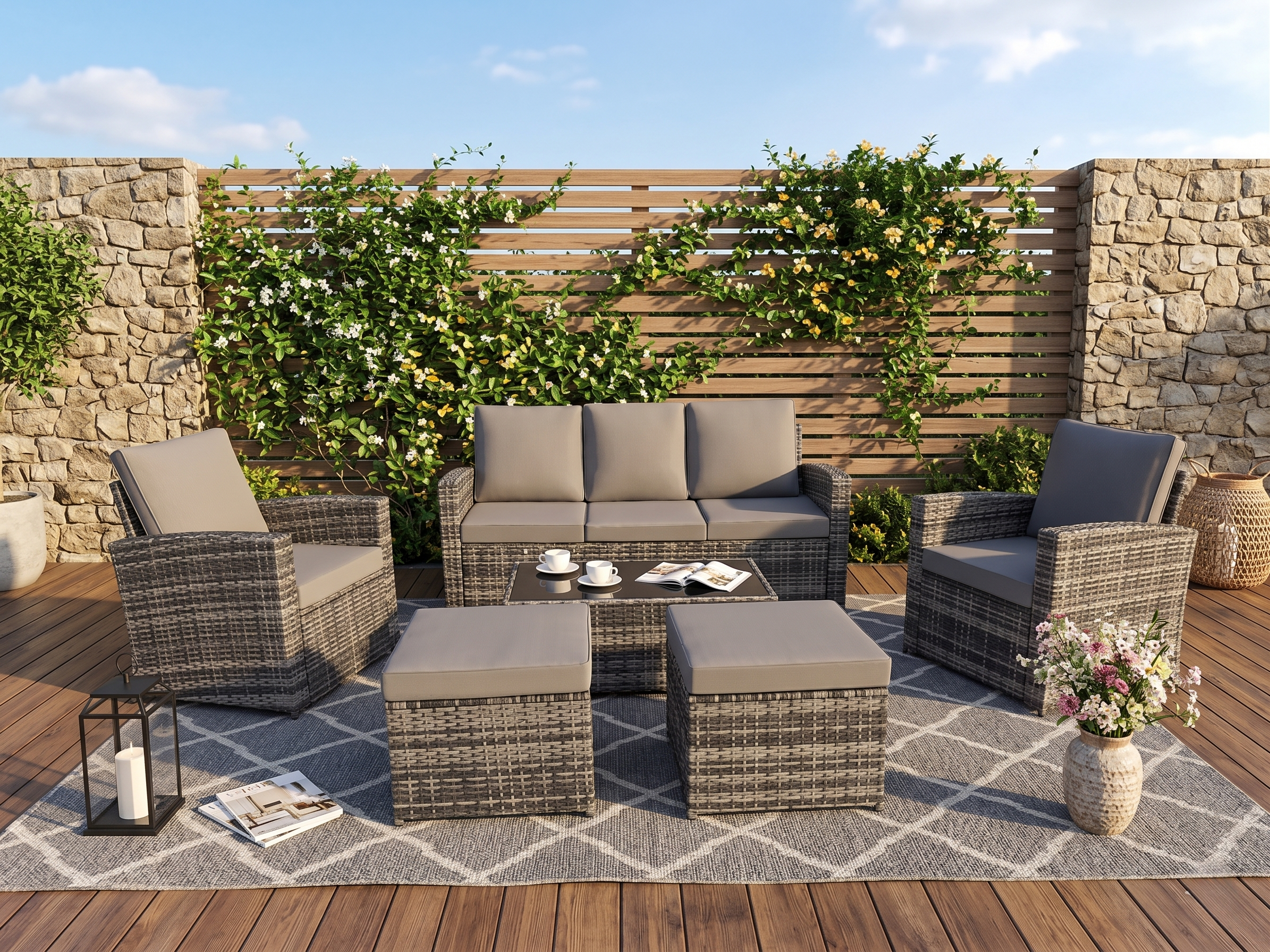 Outdoor Sectional Patio Set Half Moon Round Sofa for Backyard Garden