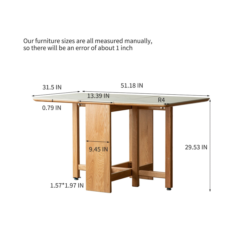 Natural Solid Oak Rock Slab Extending Dining Table