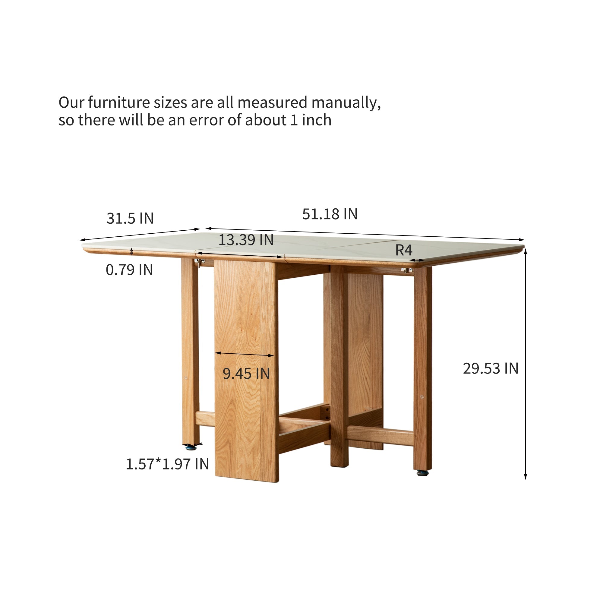 Natural Solid Oak Rock Slab Extending Dining Table