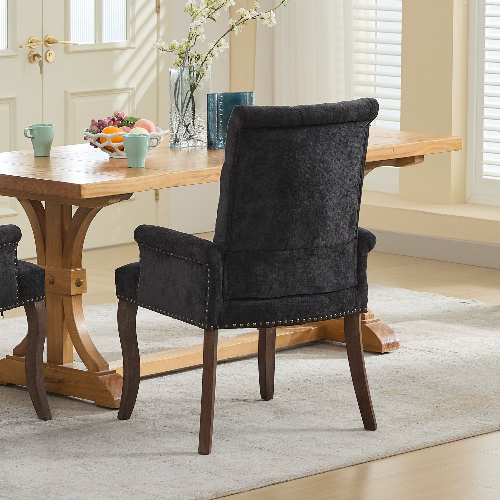 Elegant Upholstered Chenille Fabric Accent Dining Chair