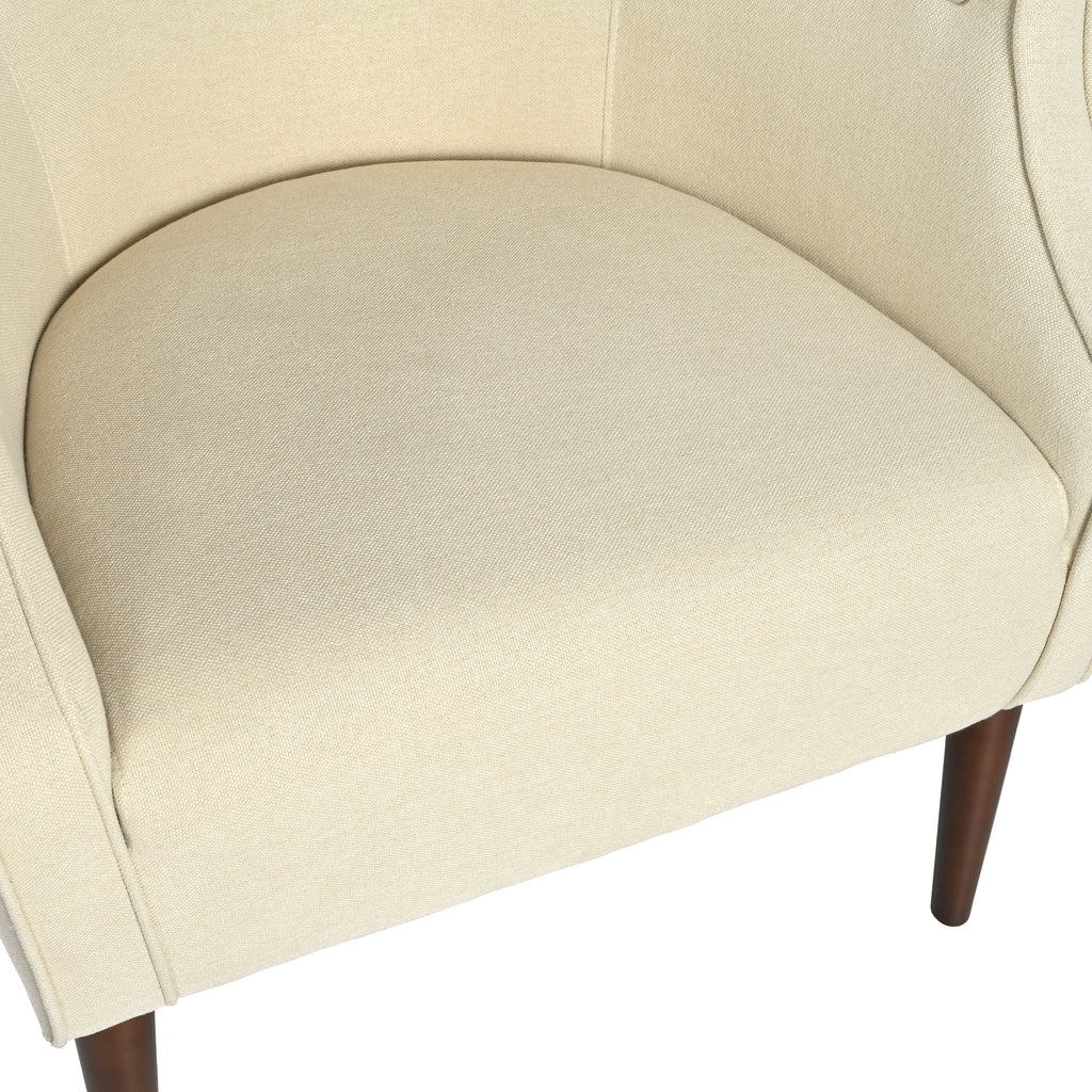 Modern Club Chair with Button-Tufted Back and Tonal Piping