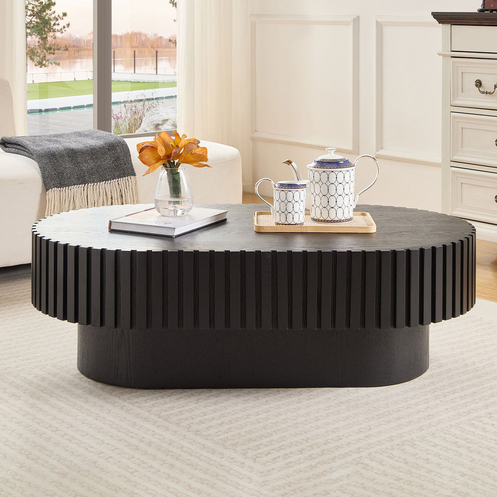 43.70 Inch Modern Handcraft Drum and Oval Coffee Table