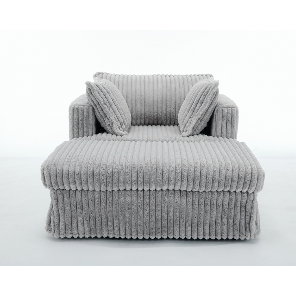 47.7'' Oversized Corduroy Chaise Longue with Ottoman