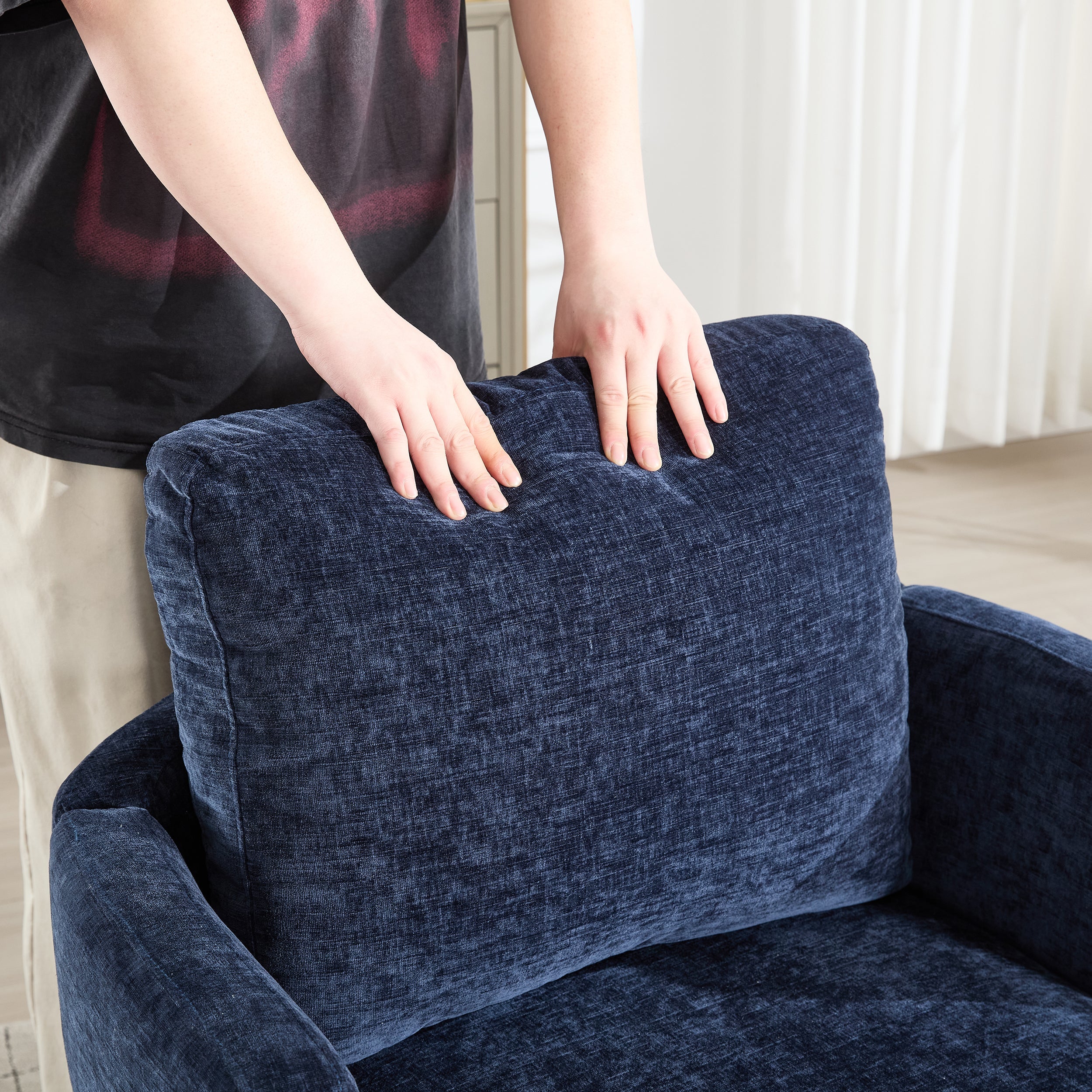 Swivel Chenille Fabric Sofa Chair