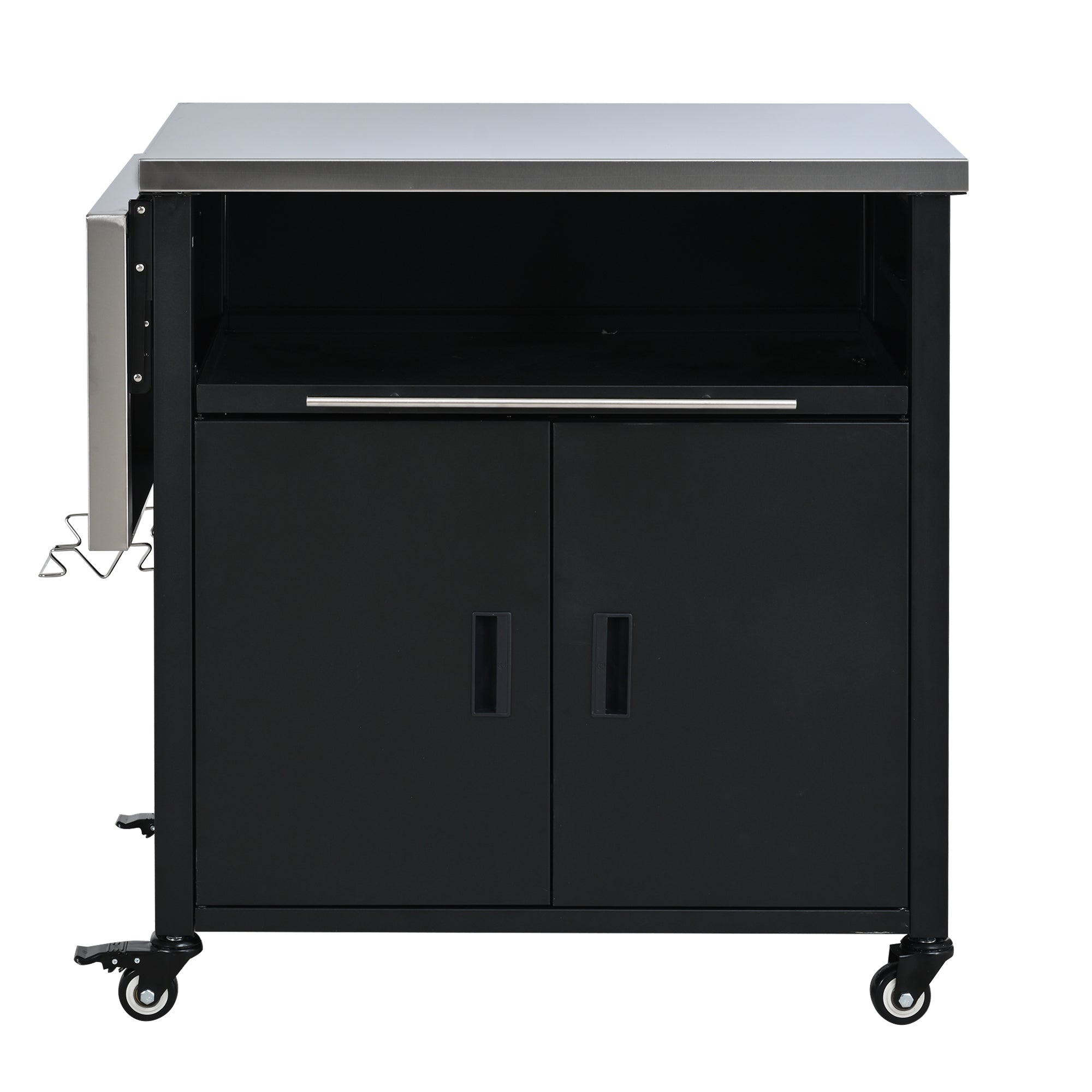 Foldable BBQ cart with storage, portable for backyard & patio cooking